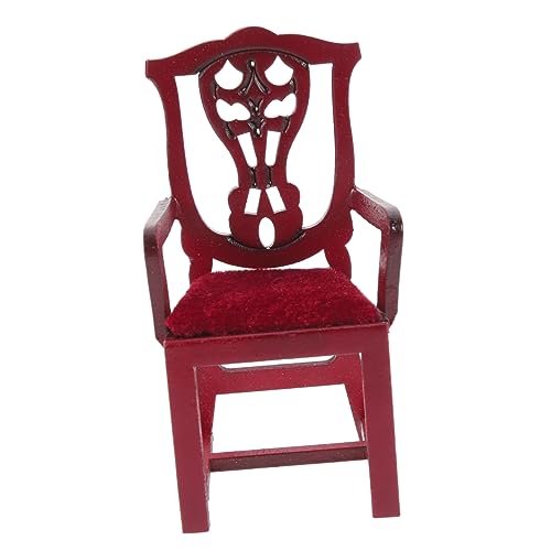 ibasenice Puppenhausstuhl Puppenstubenmöbel Mini-Stuhl-Modell Zubehör für Actionfiguren Basteln für kinderzimmerdeko Room Decoration Miniaturmöbel Desktop-Mini-Möbel hölzern rot von ibasenice