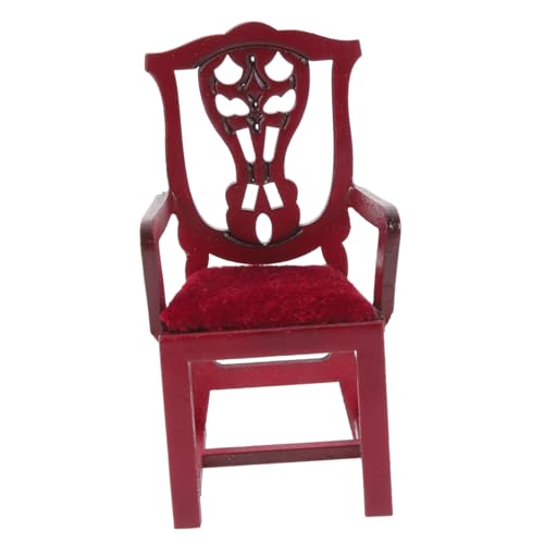 ibasenice Puppenhausstuhl winziger Stuhl Mini-Stuhl Retro- Stühle im Maßstab 1:12 kinderzimmerdeko Room Decoration Miniaturstuhl für Figuren Miniatur-Stuhlmodell hölzern rot von ibasenice