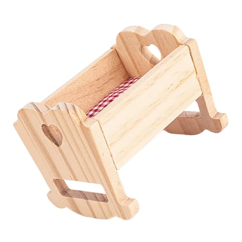 ibasenice Mini-puppenhaus- Realistisches Holz-wiegenbett Für Kinder Miniatur-puppenhaus-möbel Zubehör Spielzeug von ibasenice