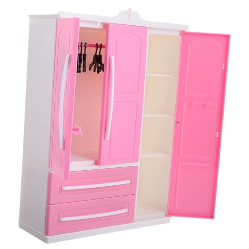 ibasenice Vielseitige Puppenhausmöbel Miniatur-kleiderschrank Mit Kleiderbügeln Spielzeugschrank Für Jungen Und Mädchen Ankleideregal Zum Spielen Kunststoff-aufbewahrung Für Puppen-Outfits von ibasenice