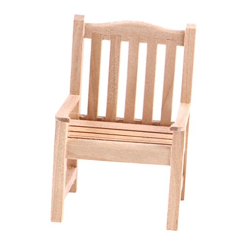 ibasenice Puppenstubensitz beige Stuhl handwerkskunst Puppenhausstuhl zum Basteln Unbemalter Stuhl Puppenhausstuhl aus Holz Einzelstuhl Mini Puppenhausmöbel Puppenstubenstuhl Modell Birke von ibasenice