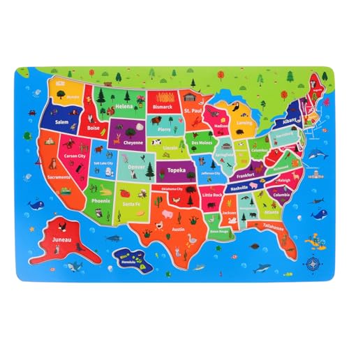 ibasenice Puzzle aus Holz, Karte der Vereinigten Staaten, Lernpuzzle aus Holz für Kleinkinder, Lernen aus den USA, Spiel für Kleinkinder ibasenice Puzzle aus Holz, Karte der Vereinigten Staaten, Lernpuzzle aus Holz für Kleinkinder, Lernen aus den USA, Spiel für Kleinkinder von ibasenice