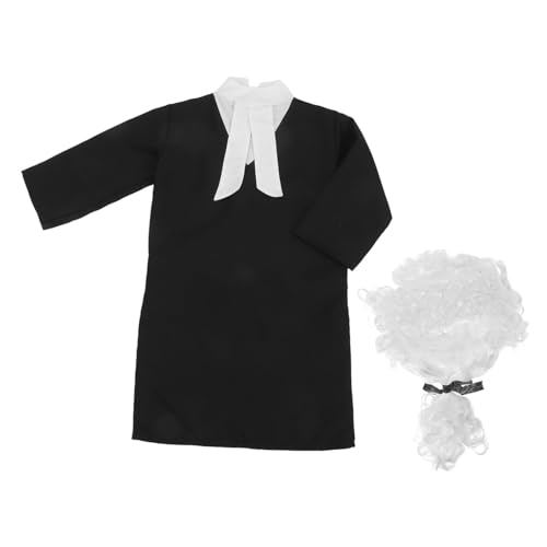 ibasenice Richterkostüm Anzug mit Robe und Perücke Realistische Anwalts Verkleidung für Jungen und Mädchen Wiederverwendbar Pflegeleicht für Halloween, Berufsfest, Rollenspiel und von ibasenice