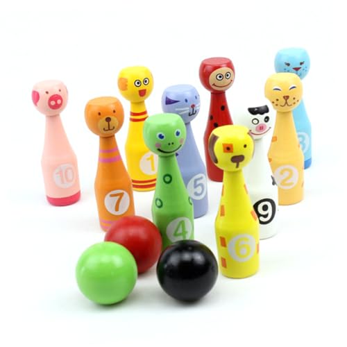 ibasenice Spielzeuge Satz Spielzeug Tier-Bowling-Spiel hölzern einstellen Fitness Bambus Lernspielzeug von ibasenice