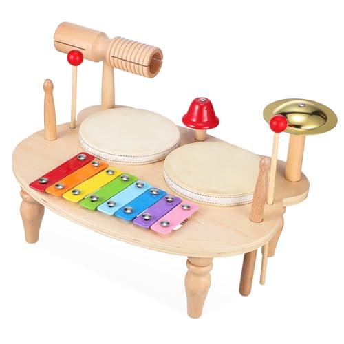 ibasenice Satz Schlagzeug Für Die Frühe Bildung Musikinstrumente Für Kleinkinder Xylophon Für Kleinkinder Xylophon-Instrument Kleinkindmusikspielzeug Xylophon- -trommeln Hölzern von ibasenice