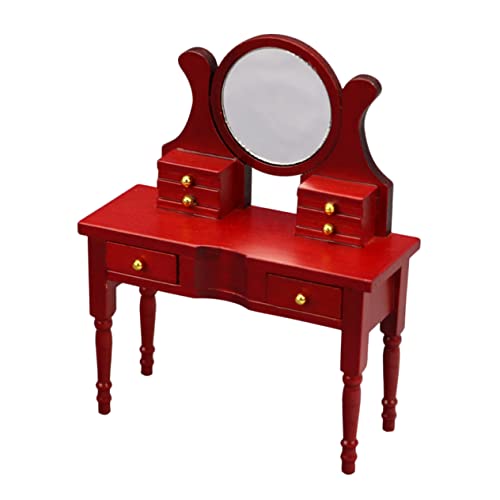 ibasenice Schminktisch Puppenzimmer Mini-Dekoration Tischmodell aus Holz kleine Hausdekoration Mini-Hausschmuck Birke von ibasenice