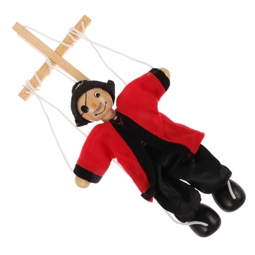 ibasenice Schnur Marionette Puppen für Fingerpuppen Clown-Puppe Gruselige Puppe Handpuppe Piratenkegelpuppe Holzpuppe lustige Piratenschiffe Zubehör für Puppenspiele hölzern Black von ibasenice
