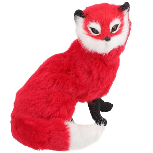 ibasenice Simulation Fuchs Modell kleines Dachs Tragbares Maschine Jungtier Animal Toys Tier Plush Toy Cartoon-Tier-Ornamente kleine Füchse Figur Kunstpelz rot von ibasenice