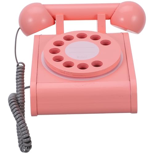 ibasenice Simulations-Plattenspieler-Telefon Telefon Interaktionsspielzeug Simuliertes Telefon Kinderspielzeug Kindergeburtstagsgeschenk Telefonmodell Hölzern Rosa von ibasenice