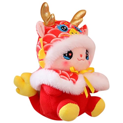 ibasenice Sofa-Drachenspielzeug Drachenplüschpuppe Neujahrsmaskottchen Entzückende Plüsch-Drachenpuppe kleine Drachenpuppe Maskottchen-Drachenpuppe Drachenpuppen- PP Baumwolle rot von ibasenice