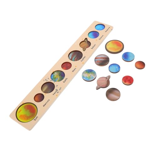 ibasenice Sonnensystem Puzzle Holzspielzeug für Planeten Erkennungsspiel für Kleinkinder Interaktives Lernspielzeug Kognitiven Entwicklung und Kenntnisse von ibasenice