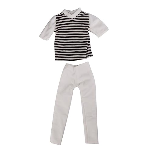ibasenice Lässiges Set Mit Kurzärmligem T-Shirt Und Hose Mit Kreuzstreifen Spielzeug-zubehör Für Puppen von ibasenice