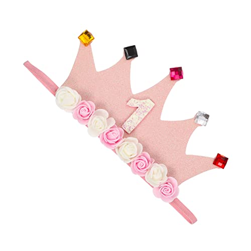 ibasenice Stirnband für alles zum geburtstag hintergrund -Tiara Kuchen verkleidung party zubehör Geburtstagskronen -Geburtstagskrone Babykrone Stoff Rosa von ibasenice