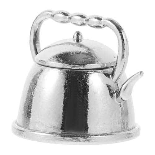 ibasenice Teekessel Ornament Büro künstlich Gartenzubehör Mini-Kochkessel Diffusor teekessel Retro puppenhaus deko Dekoration wasserkocher Mini-Teekessel Desktop- - Metall Silver von ibasenice