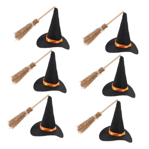 ibasenice Teiliges Halloween Dekorationsset Mini Hexenhüte und Besen aus Filz Kreatives DIY Bastelzubehör für Tisch Regal und Kleine Räume Langlebig und Vielseitig für Halloween Fest von ibasenice