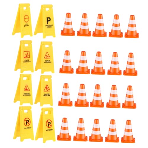 ibasenice Teiliges Verkehrszeichen Spielset mit Mini Verkehrshütchen und Warnschildern Bunte Lernspielzeuge für Verkehrssicherheit und Kognitiven Entwicklung von ibasenice