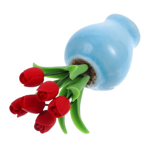 ibasenice Topfmodell Prinzessin Puppenhaus Miniatur Gruselige Clownpuppe Puppenmöbel Puppenhaus-tapete Dekoration Alte Puppe Einmachgläser Vase Kunstpflanze Winzige Dinge Rot Ton von ibasenice