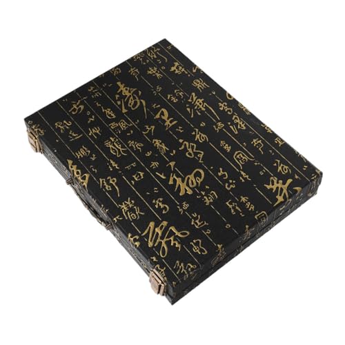 ibasenice Traditionelle Mahjong Aufbewahrungsbox aus Holz mit Elegantem Druckdesign für Familienunterhaltung und Partys Praktischer Tragestil für Einfachen Transport von ibasenice