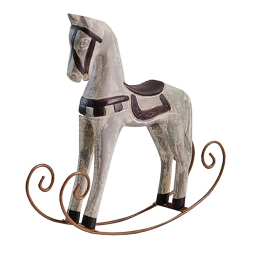 ibasenice Vintage Holz Schaukelpferd Figurine aus Massivem Holz Stabiles Kinderspielzeug mit Kreativem Design Vielseitige Deko für Wohn und Kinderzimmer Interaktive Kinderfigur als von ibasenice