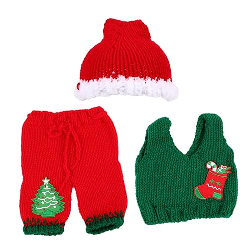 ibasenice Weihnachtliches Fotokostüm Set Handgestrickt Neugeborenen Foto Requisit Unisex Komfortables Strickmaterial für Fotoshooting und Babyparty von ibasenice