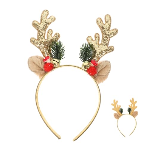 ibasenice Weihnachtsgeweih-Pailletten-Stirnband klein Glocken Reh Bands weihnachts kopfschmuck weihnachtskopfschmuck weihnachtsdeko Weihnachtsfeier Ornament Weihnachtshaarband Plastik von ibasenice