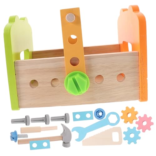 ibasenice Werkzeugkoffer aus Holz Lernspielzeug mit Schrauben Handpoliert Sicher für Jungen und Mädchen Fördert Kreativität Feinmotorik und Fantasievolles von ibasenice