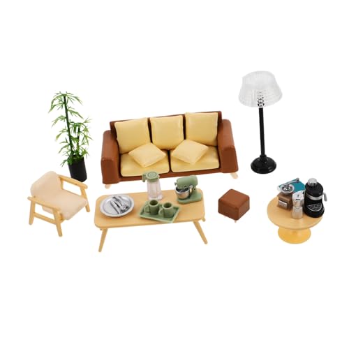 ibasenice Wohnzimmer Sofa Couchtisch Stuhl Stehlampe Dekoration für Fotografie und Rollenspiele Detailreiche Accessoires für Kreative Szenen von ibasenice