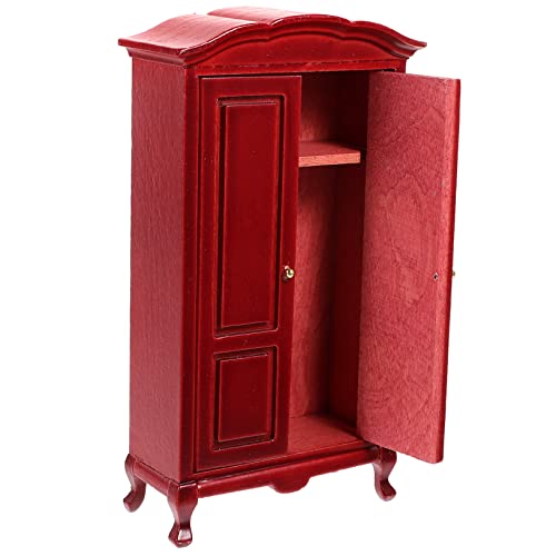 ibasenice Miniatur-kleiderschrank Für Puppenhaus Im Maßstab 112 Aus Holz Mini-kleiderschrank Modell Für Szenendekoration Rot Mf491-m von ibasenice