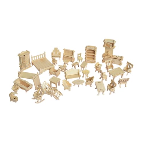 ibasenice Bausteine Holz Spielzeuge Puppenspielsets früh fokussiert spaß Toys for Nachhaltigkeit Herausforderung erziehung Geduld Puzzle Rätsel Lernspielzeug Mini Möbel Modul 3D Hölzern von ibasenice