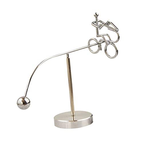 ibasenice kleine Eisenmannverzierung Schreibtischspielzeug ausbalancieren zappeln Physikalisches stressabbau Eisenbecher Fahrrad-Kunsthandwerk Metall Silver von ibasenice