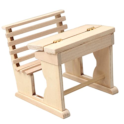 ibasenice puppenhaus Schreibtisch Mini Kinderzimmer Dekoration Mikrohaus Dekoration Puppenmöbel Tischmodell aus Holz Puppenschultisch Mikroszenenverzierung hölzern Khaki von ibasenice