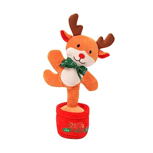 ibasenice weihnachtliches singendes tanzendes Kaktusspielzeug Weihnachtselchpuppe weihnachtsdeko beschwertes Kuscheltier Weihnachtsbaum Weihnachts deko sprechendes von ibasenice