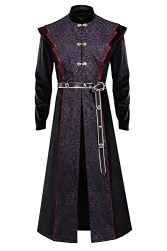 icewalker Prinz Daemon Targaryen Kostüm Kleid und Gürtel Komplettes Renaissance Mittelalter Kostüm Herren (Schwarz-1, L) von icewalker