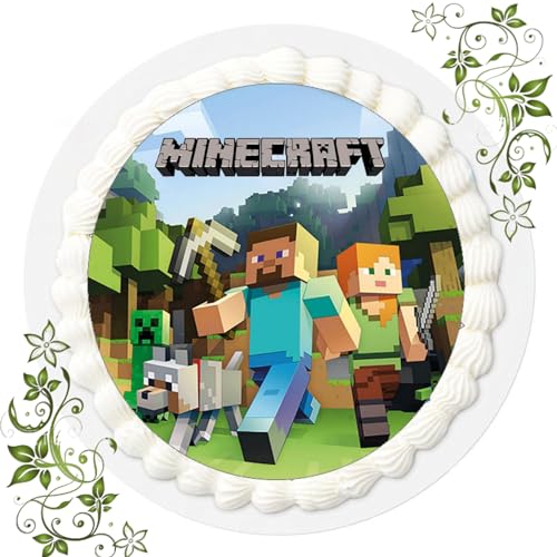 ich FONDANT MINECRÄFT Tortenbild, Essbares Foto für Torten, Tortenaufleger Ø 20cm, Grün, 1 stück, Feier, 1 Stück, Kuchenaufleger, Tortenaufleger ich FONDANT MINECRÄFT Tortenbild, Essbares Foto für Torten, Tortenaufleger Ø 20cm, Grün, 1 stück, Feier, 1 Stück, Kuchenaufleger, Tortenaufleger von ich