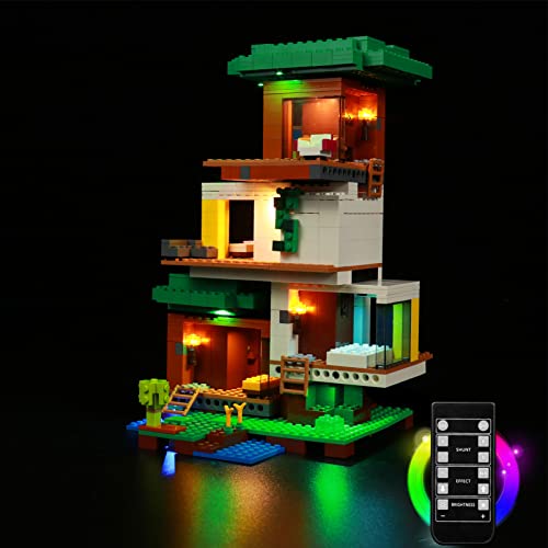 icuanuty LED Beleuchtungsset für Lego 21174 Minecraft Das Moderne Baumhaus, Beleuchtung Licht Kompatibel mit Lego 21174 (Lego-Modell Nicht Enthalten) (Fernbedienung) von icuanuty
