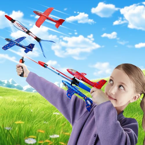 ideallife Airplane Launcher Toys, Wurfschaum Glider Flugzeuge mit 2 Schaumstoffflugzeugen und Katapult Rakete, Outdoor Sports Flying Toys 3-12 Jahre alte Jungen Mädchen Geburtstagsgeschenke von ideallife