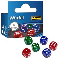 Idena Würfel Kunststoff rot/grün/blau 16mm 6 Stück Idena Würfel Kunststoff rot/grün/blau 16mm 6 Stück von Idena