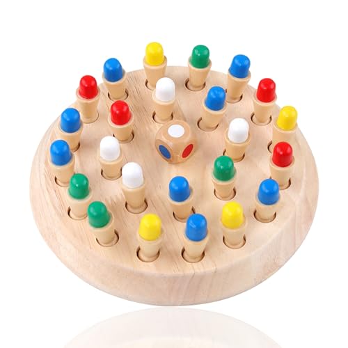 ieron Holz-Memory-Schachbrettspiel, Farbgedächtnis-Matching-Denksportaufgaben, Lernaktivitäten für Kleinkinder, Lernspielzeug für Kinder im Alter von 3–12 Jahren, Weihnachts- und Geburtstagsgeschenk von Ieron
