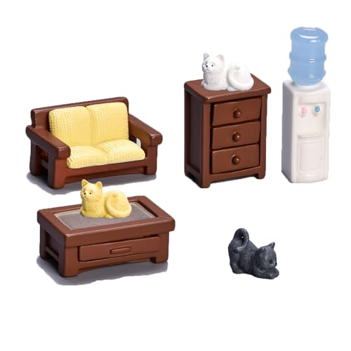 Ieron Simulation Wohnzimmer Set Miniatur Doppel Sofa Tisch Schrank Katzen Wasserspender Kombination für Puppenhaus Dekoration Ieron Simulation Wohnzimmer Set Miniatur Doppel Sofa Tisch Schrank Katzen Wasserspender Kombination für Puppenhaus Dekoration von Ieron