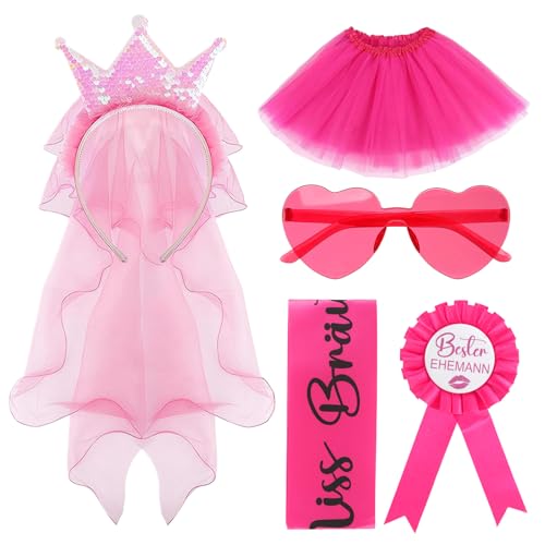 iewrtcin Junggesellenabschied Männer Kostüm, 5 Stück JGA Party Kostüm Zubehör, Tütü Herren Männers Outfit Set für JGA Party Kostüm Zubehör Männer Hochzeit Deko von iewrtcin