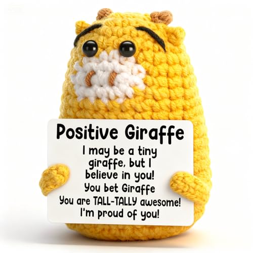iewrtcin Lustige positive Giraffenpuppe, gestrickte Puppe mit positiver Karte, emotionale Unterstützung, Tier, niedliches ermutigendes Geschenk für Kinder und Erwachsene iewrtcin Lustige positive Giraffenpuppe, gestrickte Puppe mit positiver Karte, emotionale Unterstützung, Tier, niedliches ermutigendes Geschenk für Kinder und Erwachsene von iewrtcin