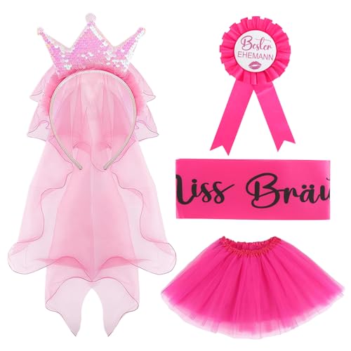 iewrtcin Junggesellenabschied Männer Kostüm, 4 Stück JGA Party Kostüm Zubehör, Tütü Herren Männers Outfit Set für JGA Party Kostüm Zubehör Männer Hochzeit Deko von iewrtcin