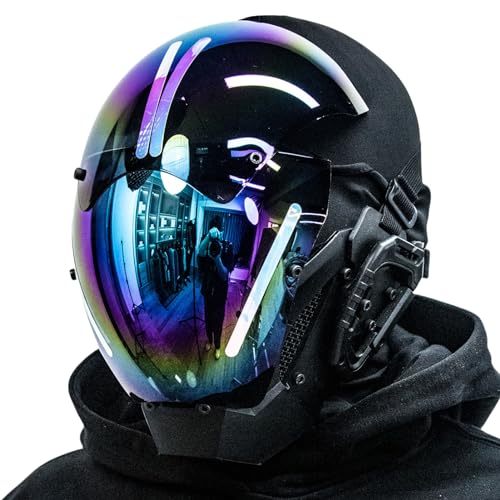 ifkoo Punk Maske Helm Coole Futuristische Techwear Maske Sci Fi Gothic Maske Halloween Cosplay Masken Party Musik Zubehör von ifkoo
