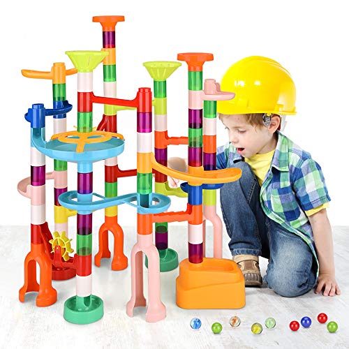 Murmelbahn kinderspiel - 135pcs Kugelbahn Marble Run Starke und Stabile Set mit Bahnelementen und Murmeln, Lernspielzeug und Konstruktionspielzeug, Geschenk für Kinder ab 3 Jahre von ifollower