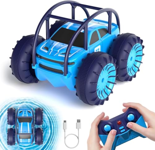 ifollower Direktladung Ferngesteuertes Auto, 15km/h 4WD Amphibienfahrzeug Stunt Auto, 2.4GHZ 360° Drehung Buntem LED-Licht Monstertruck Offroad Spielzeug, Geschenke für Kinder ab 3 Jahre von ifollower