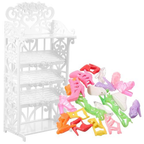 ifundom Miniatur Schuhregal Kunststoff für Puppenhaus Dekoratives Kleiner Möbelset für Schlafzimmer Wohnzimmer und Küche und Praktisch für Miniatur Dekorationen von ifundom