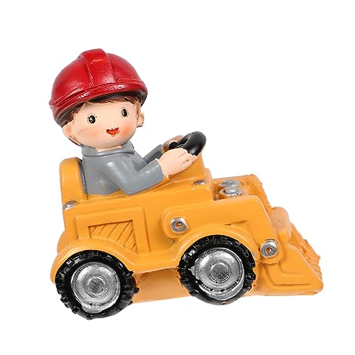 1 Stück Niedlicher Bagger Junge Kuchen Deko Resin Tortendeko für Geburtstagsfeier Kreatives Baufahrzeug Ornament für Kindergeburtstag Baustellen Dekoration von ifundom