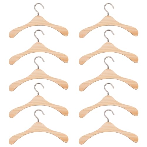10 Kleiderbügel für Puppen, aus Holz, Mini-Kleiderbügel für Puppentür, Zubehör für Puppenhaus-Kleiderschrank (10 cm) von ifundom