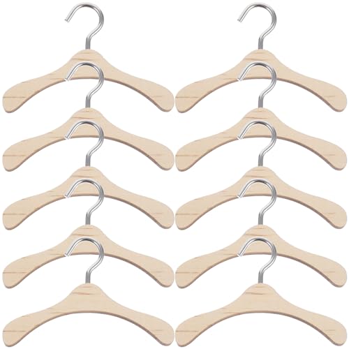 10 Puppenbügel aus Holz Mini Kleiderbügel für Puppentür Puppentür Zubehör für Puppenhaus-Kleiderschrank (7 5 cm) von ifundom