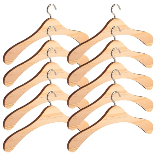 10 x Puppen-Kleiderbügel aus Holz, Mini-Kleiderbügel für Puppentür, Zubehör für Puppenhaus-Kleiderschrank (15 cm) von ifundom